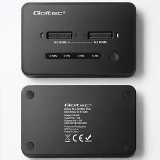 Qoltec Stacja dokuj&scaron;ca dysk&oacute;w SSD M.2 NVMe | PCIe | USB-C | 20Gb/s |    DUAL 2x8TB | klonowanie offline