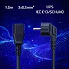 Qoltec Kabel zasilający | wtyczka kątowa SCHUKO CEE 7/7 (E/F) | IEC C13 | 3x0.5mm2 | czysta miedź | 1.5m