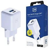 3MK Ładowarka sieciowa Hyper GaN 20W 1xUSB-A 1xUSB-C PD QC4+ biała