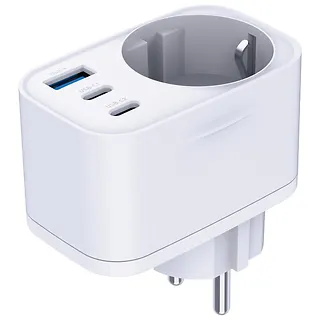 3MK Adapter sieciowy Hyper Charger 30W 1xUSB-A 2xUSB-C 1x Schuko PD  QC 3.0 białt