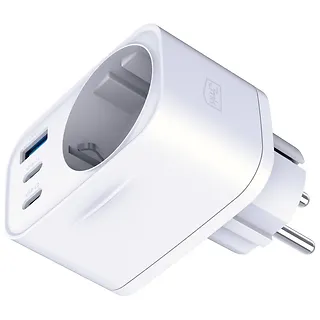 3MK Adapter sieciowy Hyper Charger 30W 1xUSB-A 2xUSB-C 1x Schuko PD  QC 3.0 białt