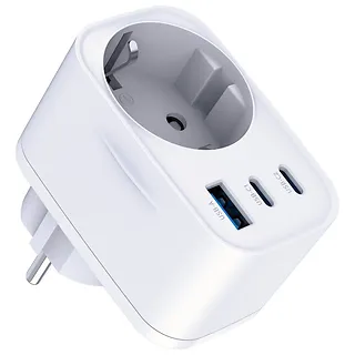 3MK Adapter sieciowy Hyper Charger 30W 1xUSB-A 2xUSB-C 1x Schuko PD  QC 3.0 białt