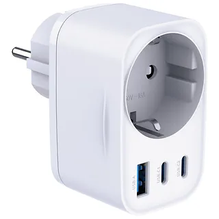 3MK Adapter sieciowy Hyper Charger 30W 1xUSB-A 2xUSB-C 1x Schuko PD  QC 3.0 białt