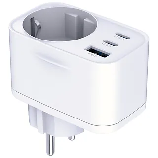3MK Adapter sieciowy Hyper Charger 30W 1xUSB-A 2xUSB-C 1x Schuko PD  QC 3.0 białt
