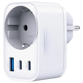 3MK Adapter sieciowy Hyper Charger 30W 1xUSB-A 2xUSB-C 1x Schuko PD  QC 3.0 białt
