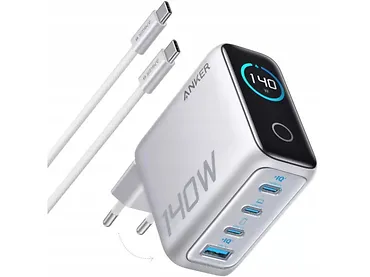 Anker Ładowarka sieciowa 140W PD3.1 kabel USB-C LED Srebrna