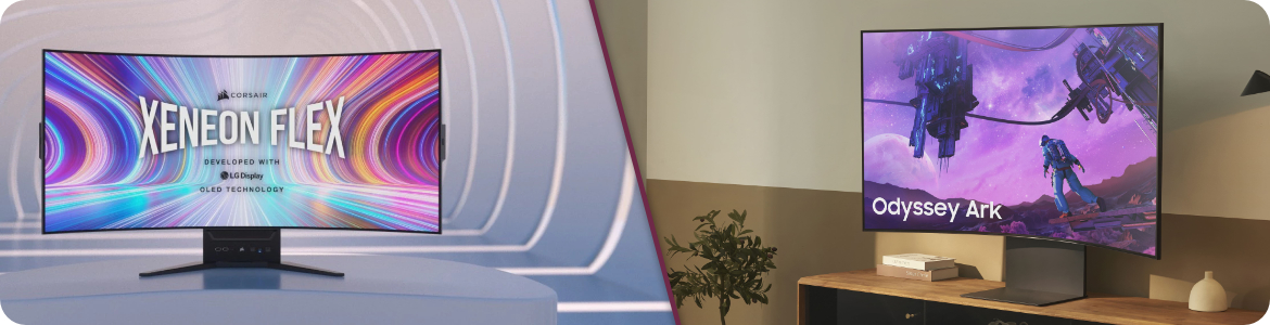 Monitory zakrzywione Samsung Odyssey Ark oraz Corsair Xeneon Flex Samsung Odyssey Ark 55" 1000R i Corsair Xeneon Flex OLED 45" ultrawide zakrzywione monitory gamingowe