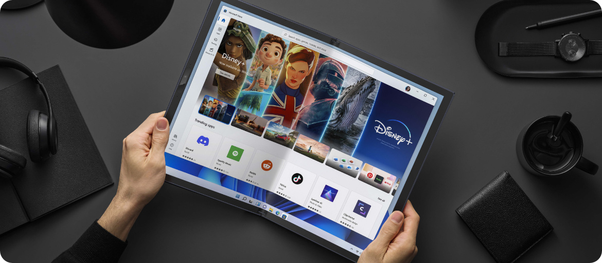 Zawias w laptopie Asus Zenbook 17 Fold OLED Mechanizm zawiasu składany ekran Asus Fold