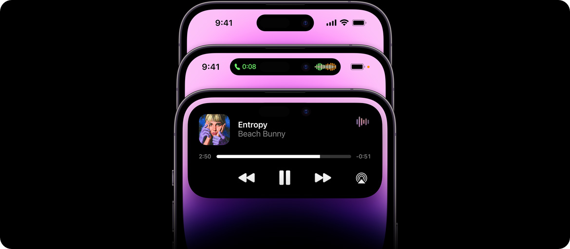 Dynamic Island wcięcie w ekranie hole punch AMOLED OLED Retina XDR