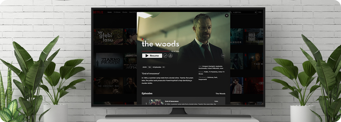 W głębi lasu - serial oryginalny Netflix aplikacja na smart TV